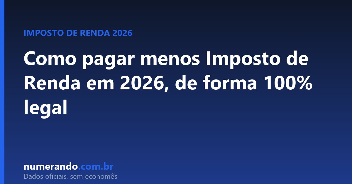 Como pagar menos Imposto de Renda em 2026, de forma 100% legal